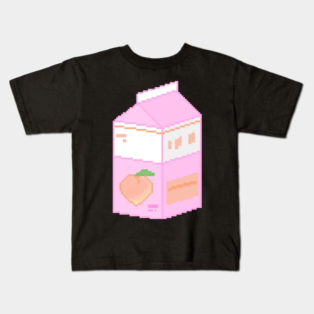 Peach Milk Pixel Kids T-Shirt by ssydneyart